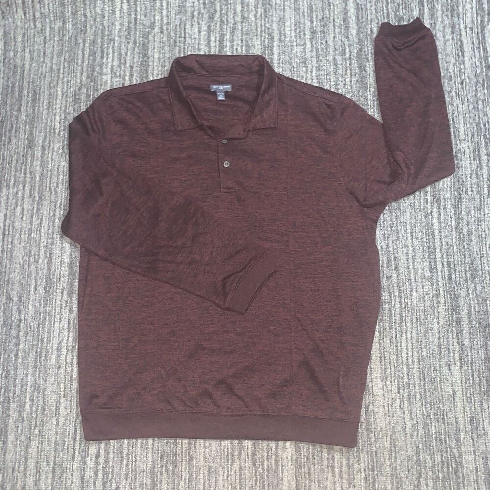 Van Heusen Flex Mens Size‎ XL Pullover Three Button Shirt Burgundy Long Sleeve